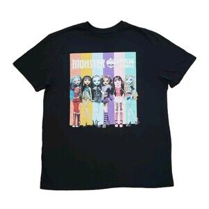 Monster High Graphic T-shirt Skull Glitter Black Size Large Grunge Gothic